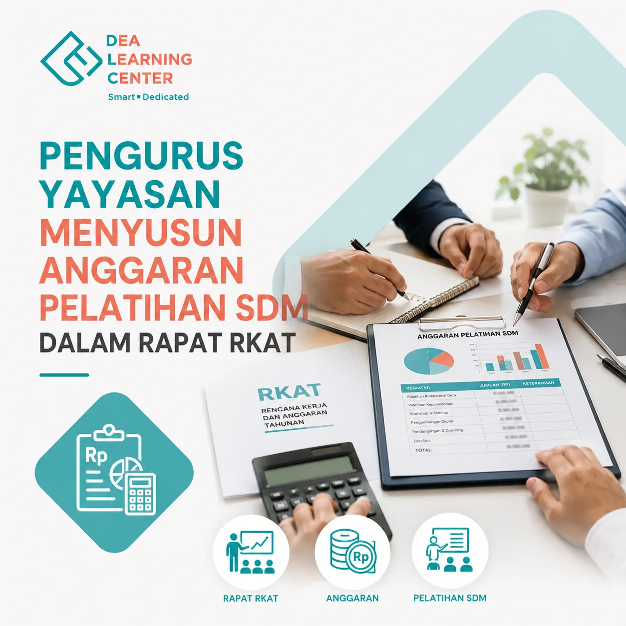 Pengurus yayasan menyusun anggaran pelatihan SDM dalam rapat RKAT
